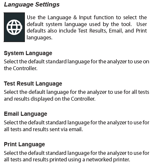 Language Settings